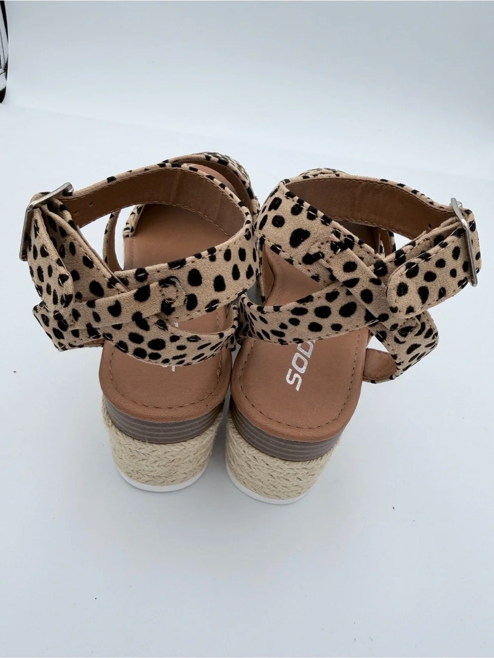 Cheetah Espadrille Flatform Sandal Ankle Strap Platform Wedge Soda Size 6 Beach